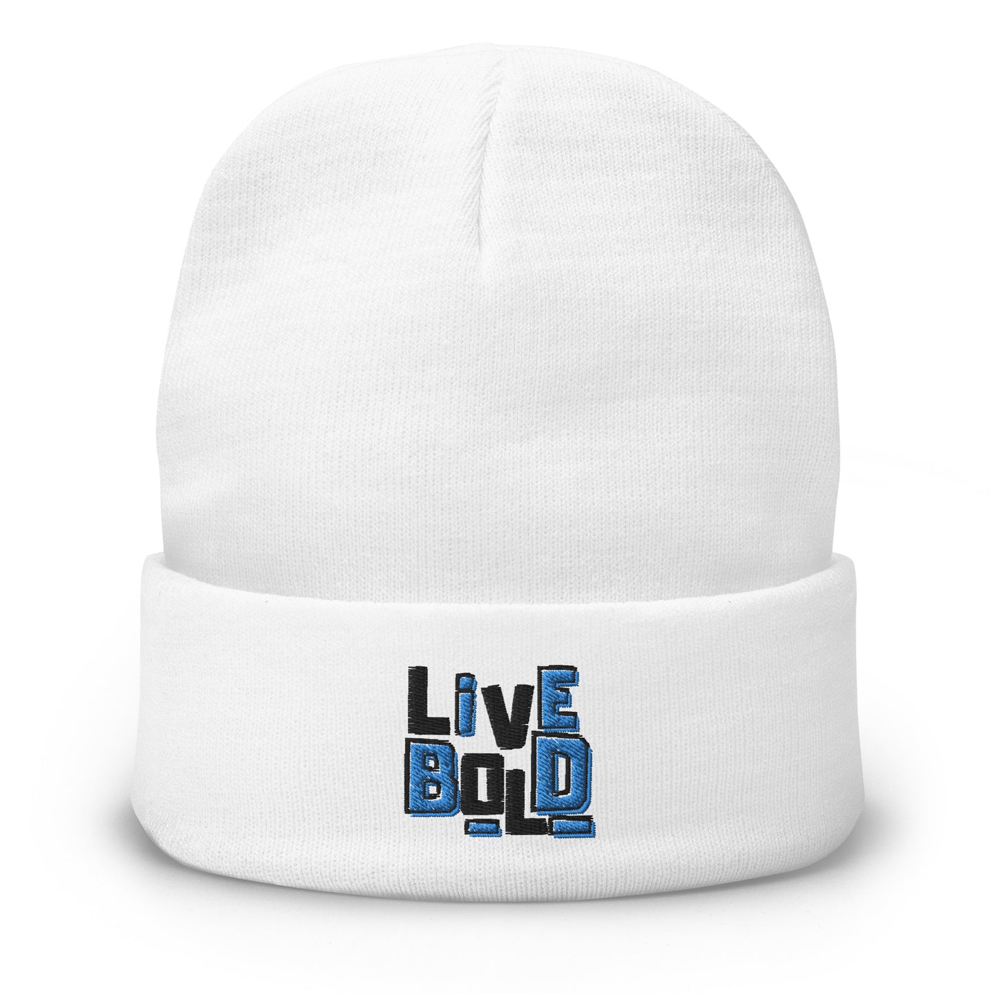 Live Bold - Embroidered Beanie (White)