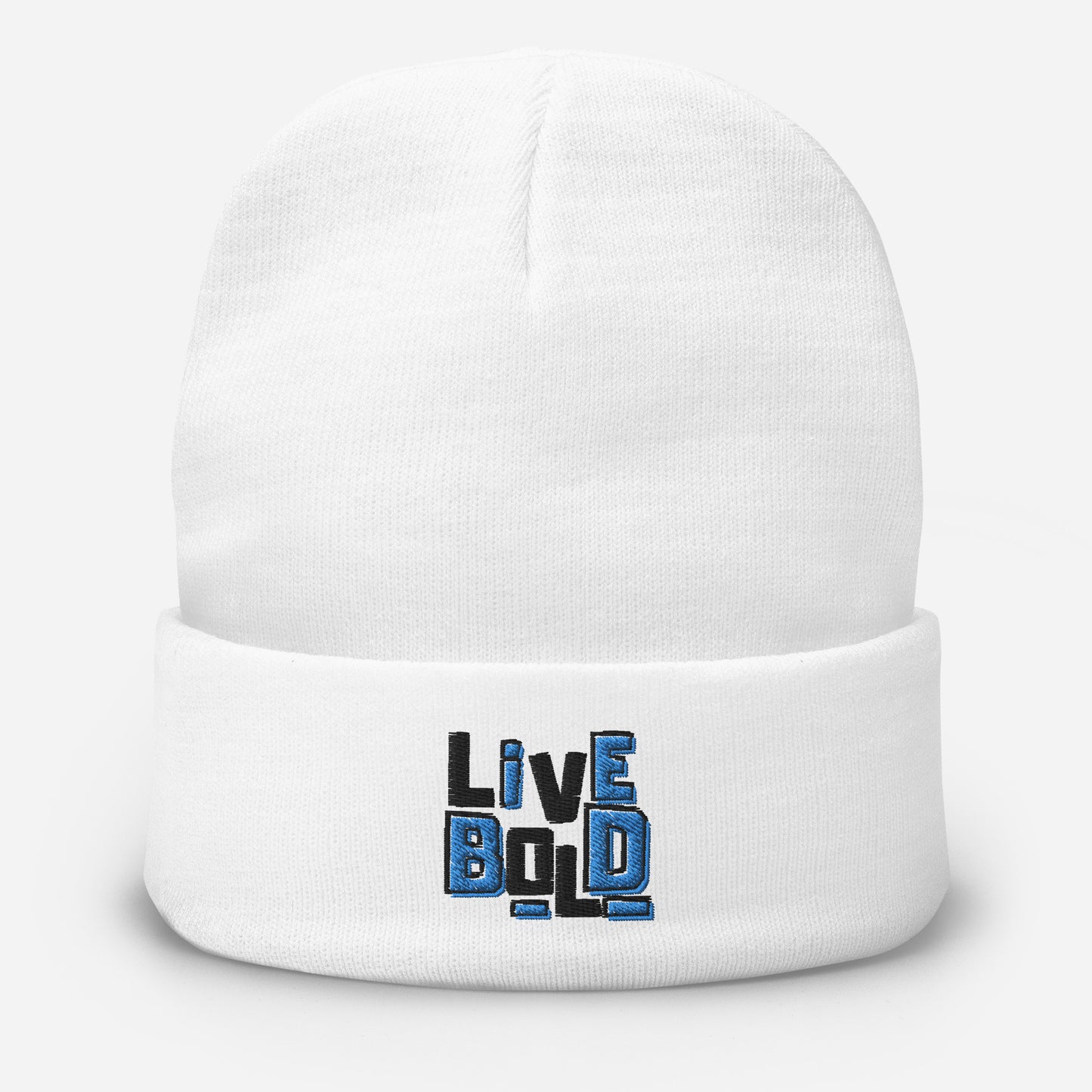 Live Bold - Embroidered Beanie (White)